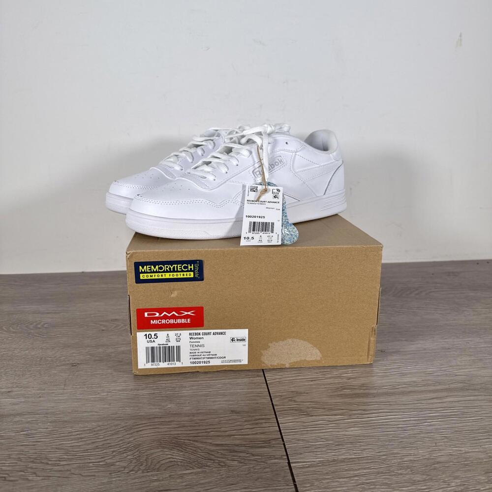 Women’s Size 10.5 Reebok Court Advance White/White Sneakers GZ9637